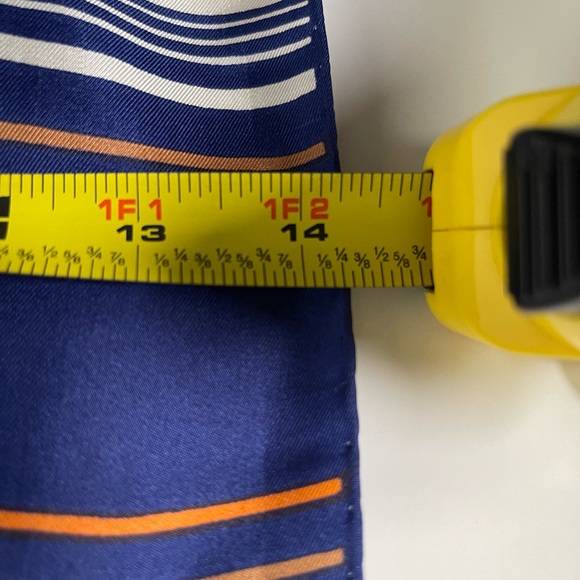 Christian DIOR Rare Vintage Rectangular Blue/Orange/Tan/White Striped Silk Scarf - Picture 10 of 10